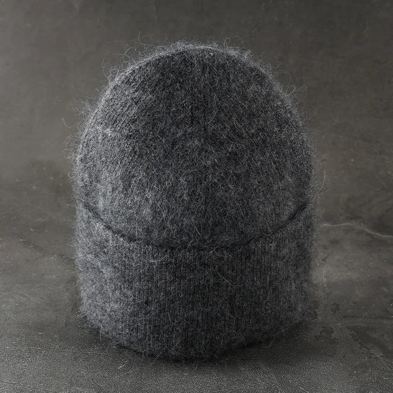 2024 Angora Winter Hat For Womens Rabbit Fur Fluffy Knitted Beanies Hat  Bonnet Female Soft  Warm SKI Skullies  Beanies