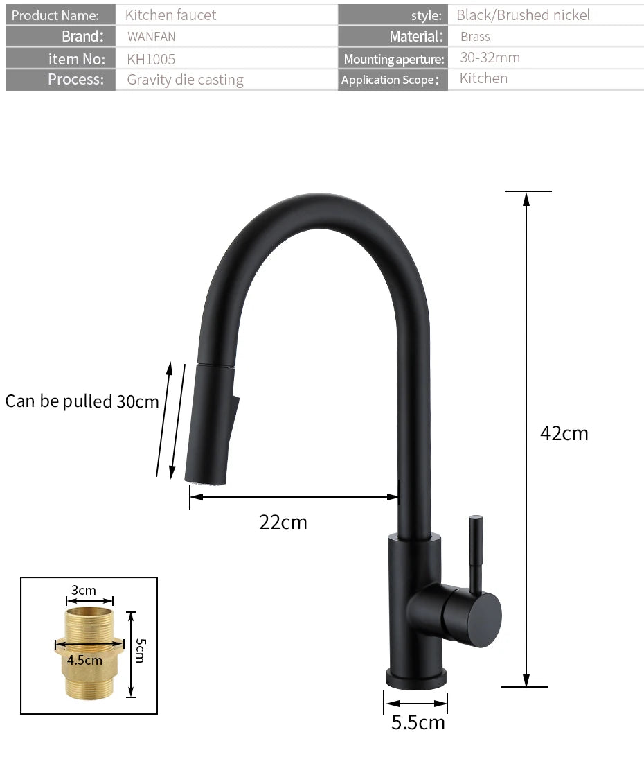 Pull Out Sensor Black Kitchen Faucet Sensitive Touch Control Faucet Mixer For Kitchen Touch Sensor Kitchen Mixer Tap 1005