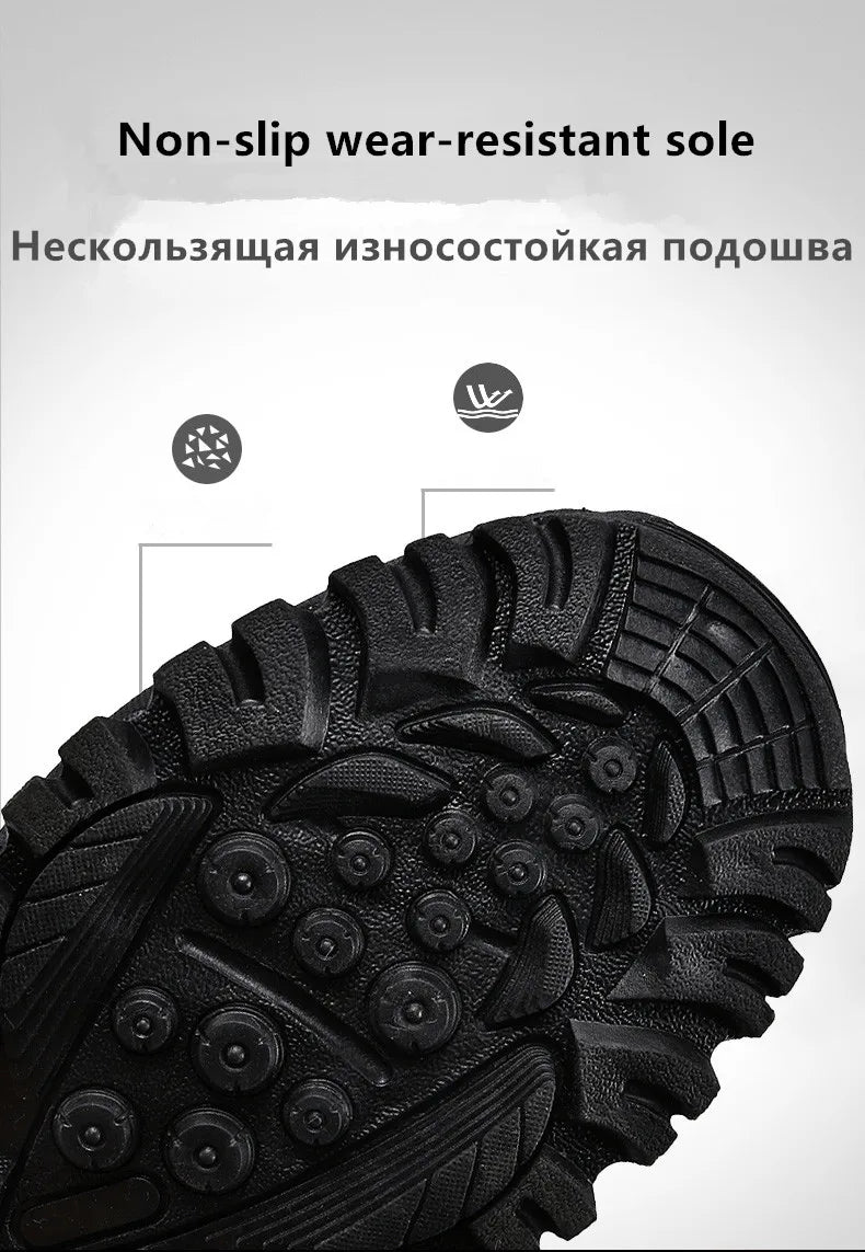 New Warm Plush Snow Boots Men Lace Up Casual High Top Men's Boots Waterproof Winter Boots Anti-Slip Ankle Boots Army Work Boots