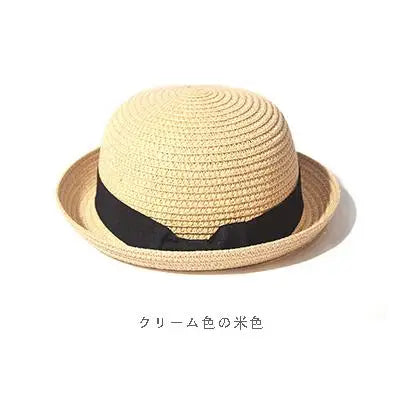 Hats For Women Summer Sun Protection Straw Hat Female Round Top Curled Brim Parent Child Student Sunshade Travel