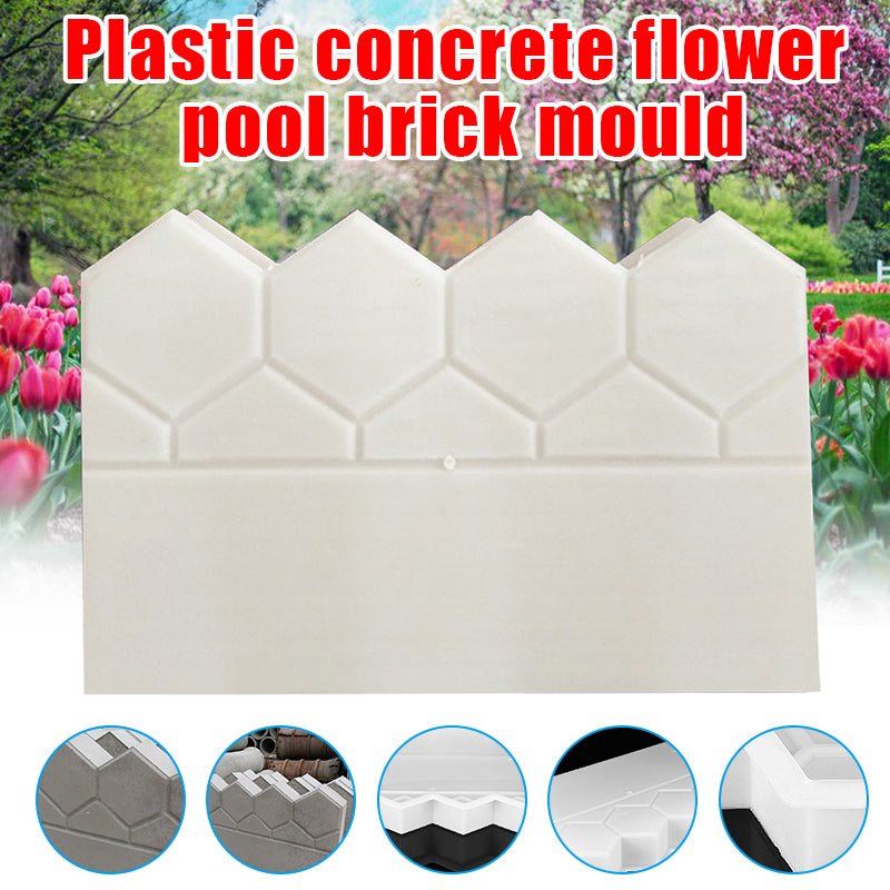 Garden Fence Concrete Stone Road Flower Bed DIY Decoration Pave Making Plastic Reusable Antique Cement Brick Mold