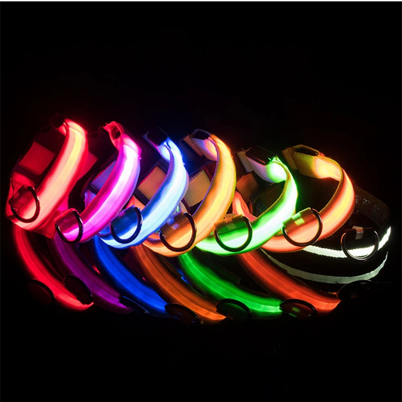 Led Glowing Dog Collar  Luminous Collar Adjustable Night Light  Harness Dog Leash For Girl Small Dogs Cat Pet Safety Accessories