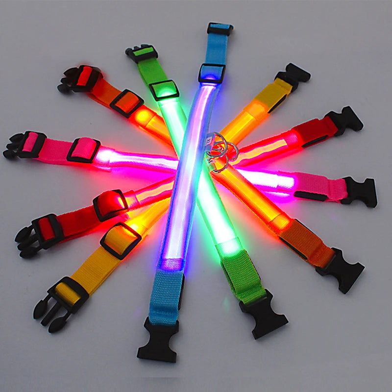 Led Glowing Dog Collar  Luminous Collar Adjustable Night Light  Harness Dog Leash For Girl Small Dogs Cat Pet Safety Accessories