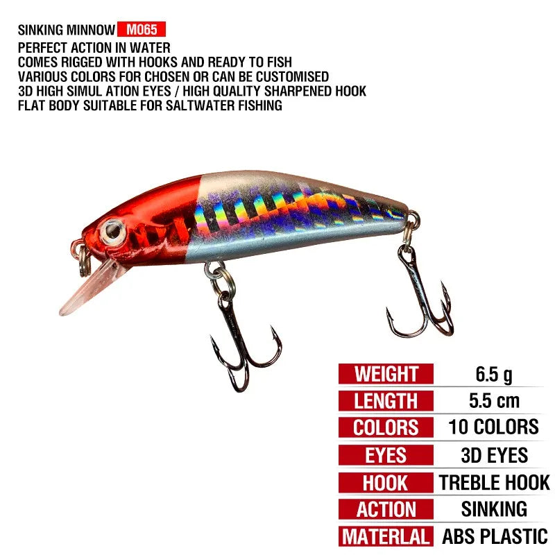 Minnow Fishing Lure Winter Sinking for Fishing Tackle Wobbler Artificial Bait Goods Pike Pesca Trout Lure Spinning Carp Hooks