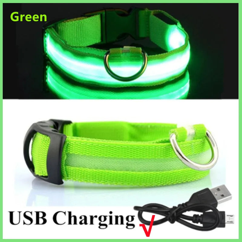 Led Glowing Dog Collar  Luminous Collar Adjustable Night Light  Harness Dog Leash For Girl Small Dogs Cat Pet Safety Accessories