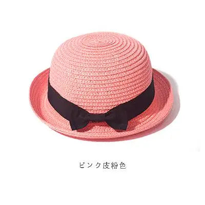 Hats For Women Summer Sun Protection Straw Hat Female Round Top Curled Brim Parent Child Student Sunshade Travel