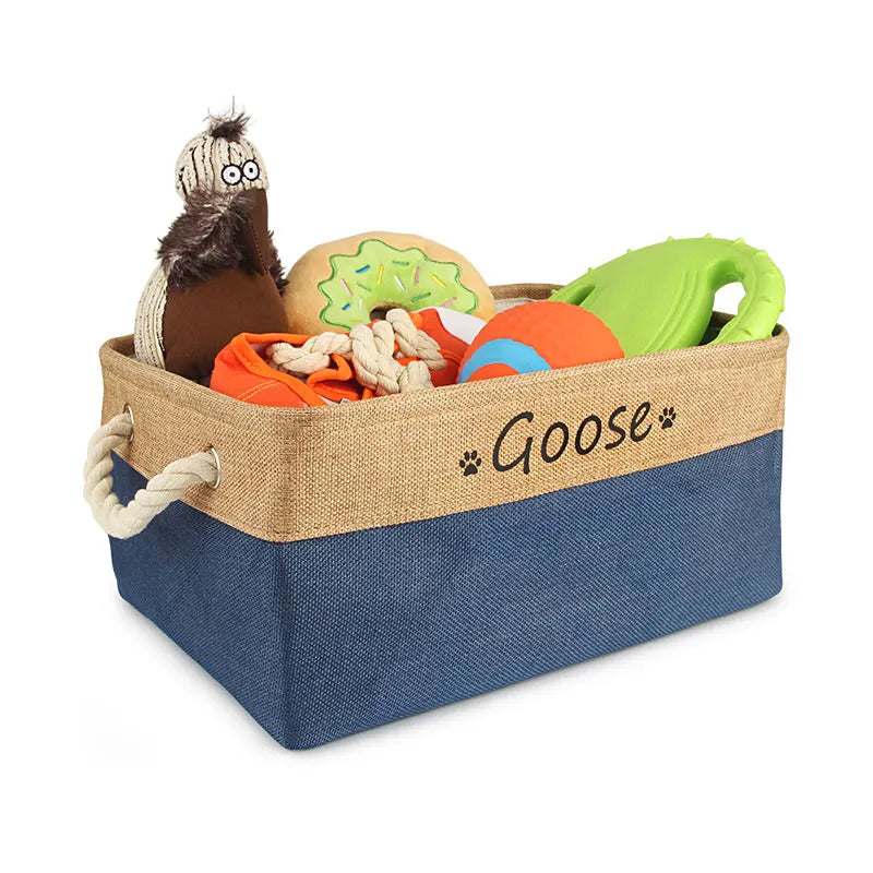 Custom Name Dog Toy Basket Cat Pet Foldable Box Print Personalized ID Storage Baskets For Clothes Pet Accessories