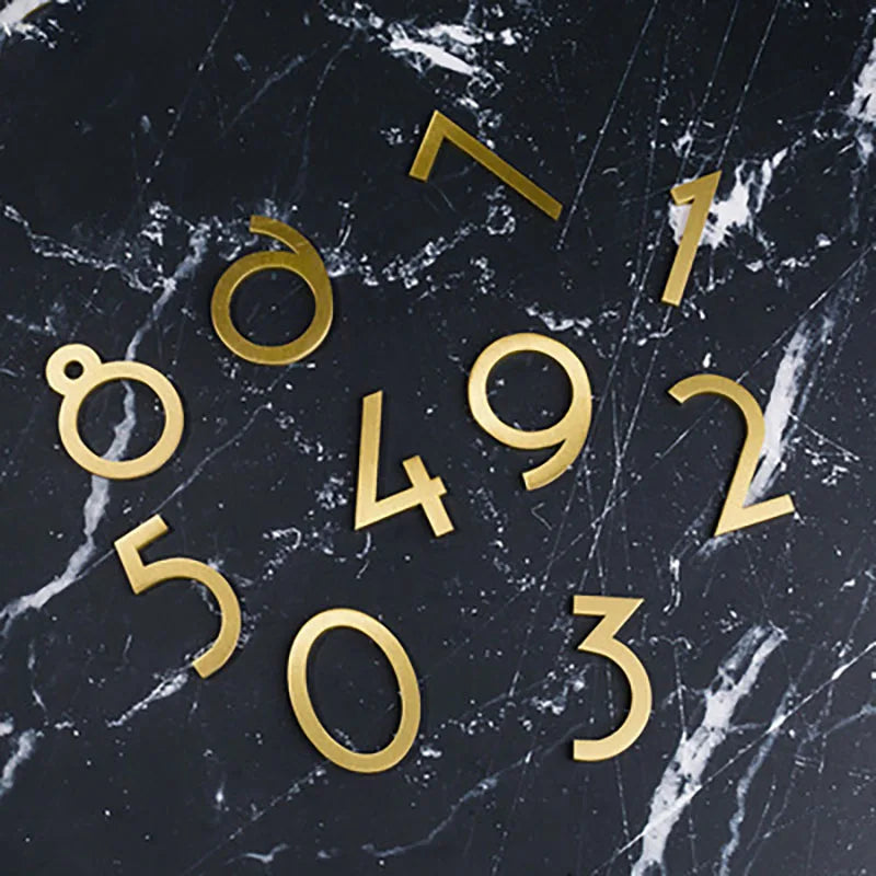 Golden Brass Door Numbers – Custom Decorative Wall Figures for Villas, Hotels, and Dormitories (5cm/7cm)