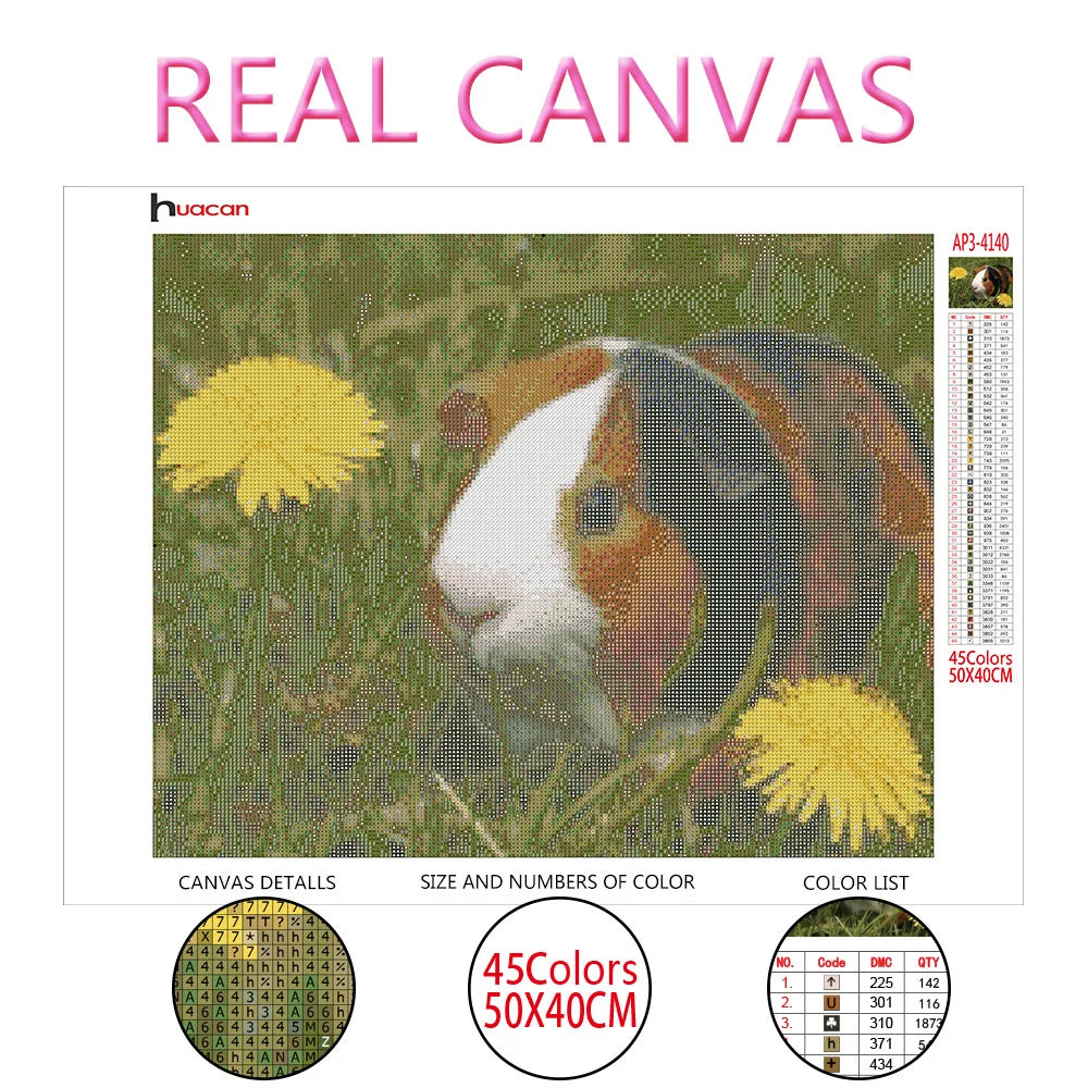 Huacan 5d Diamond Painting New Arrivals Guinea Pig Cross Stitch Embroidery Pet Rat Mosaic Mouse Home Decor