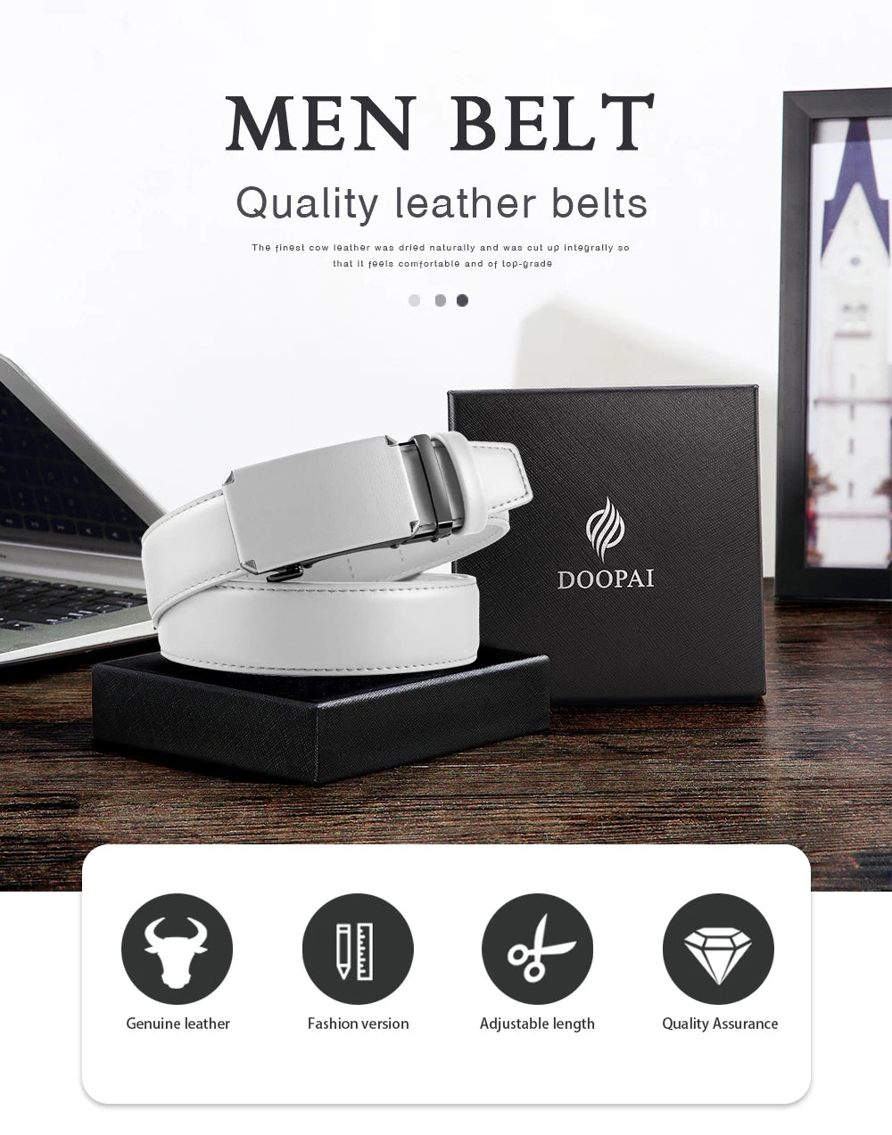 Men Belts Metal Automatic Buckle Brand High Quality Leather Belts for Men Famous Brand Luxury Work Business Strap