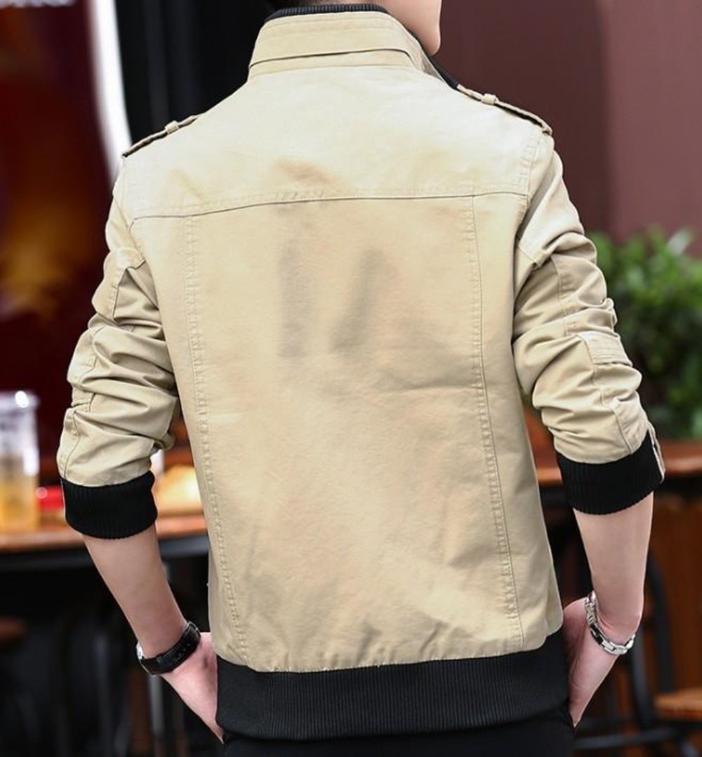 Mens Military Style Casual Jacket with Zipper Design
