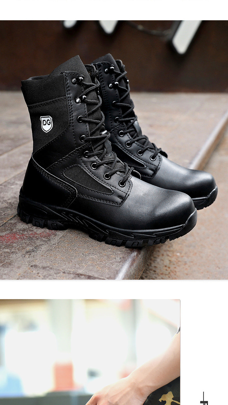 Black High top leather boots Men Indestructible shoes Anti-smash Anti puncture Work Boots Safety Shoes Men Boots Protection Shoe