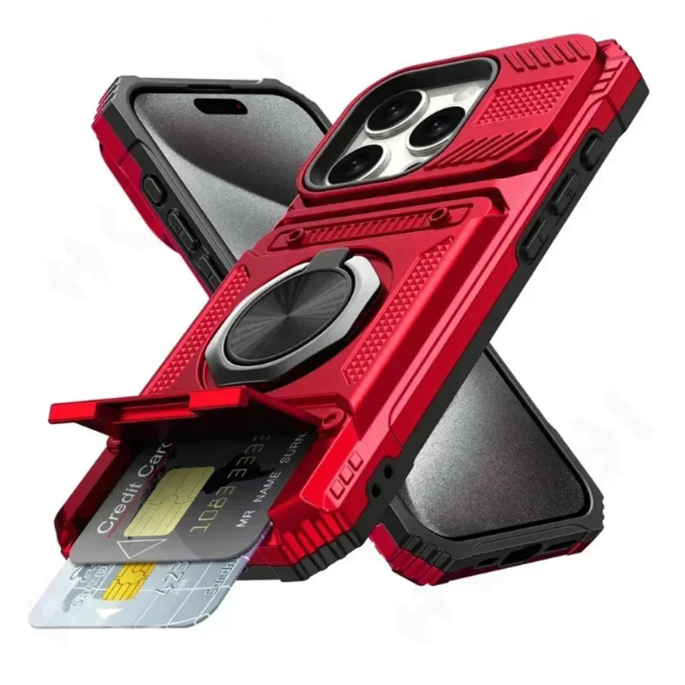 Card Holder Armor Case for iPhone 14 to 17 series