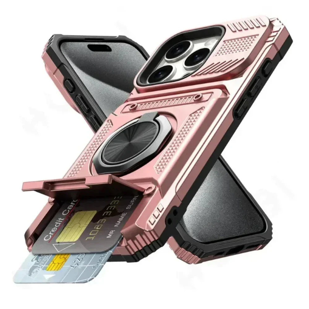 Card Holder Armor Case for iPhone 14 to 17 series