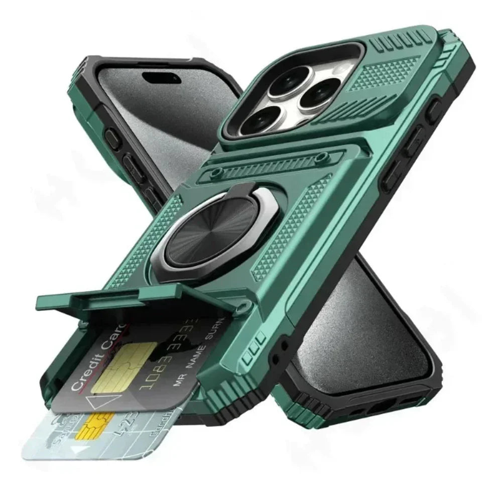 Card Holder Armor Case for iPhone 14 to 17 series
