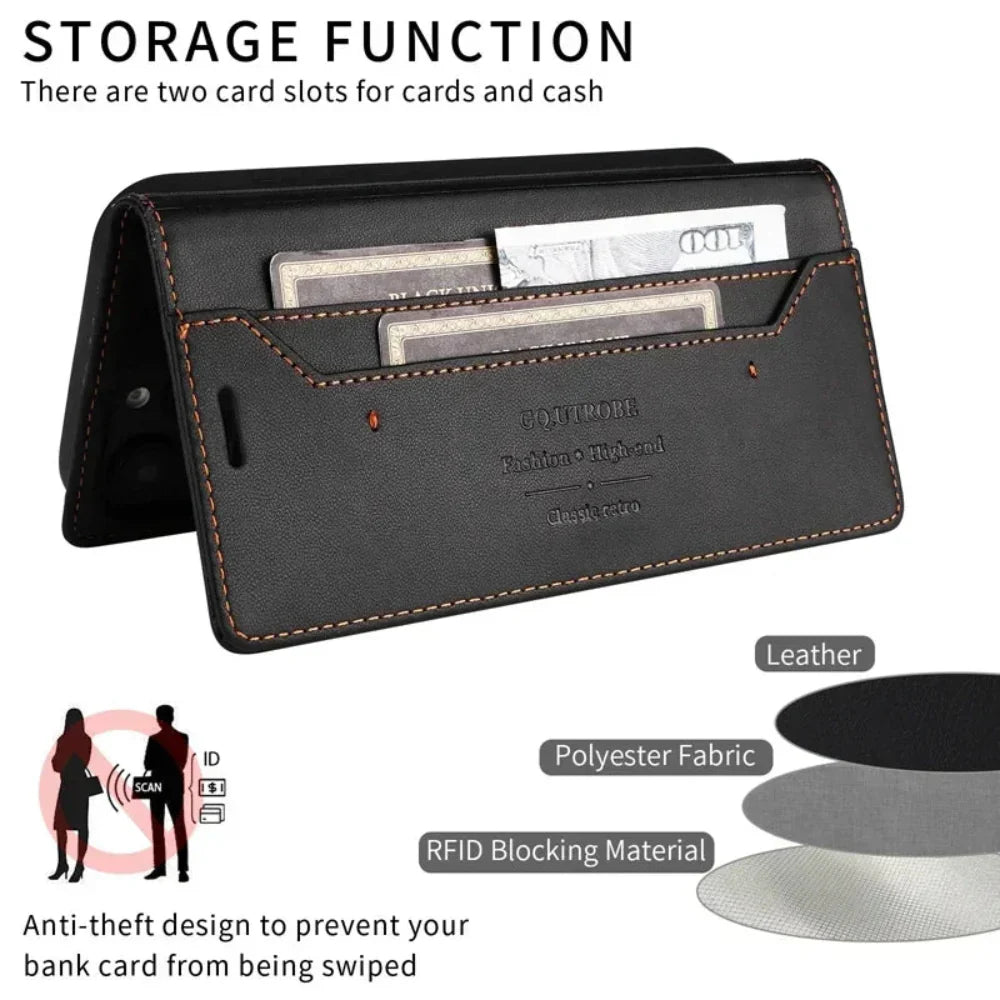 Magnetic Flip Wallet Case for iPhone 12 to 17 series