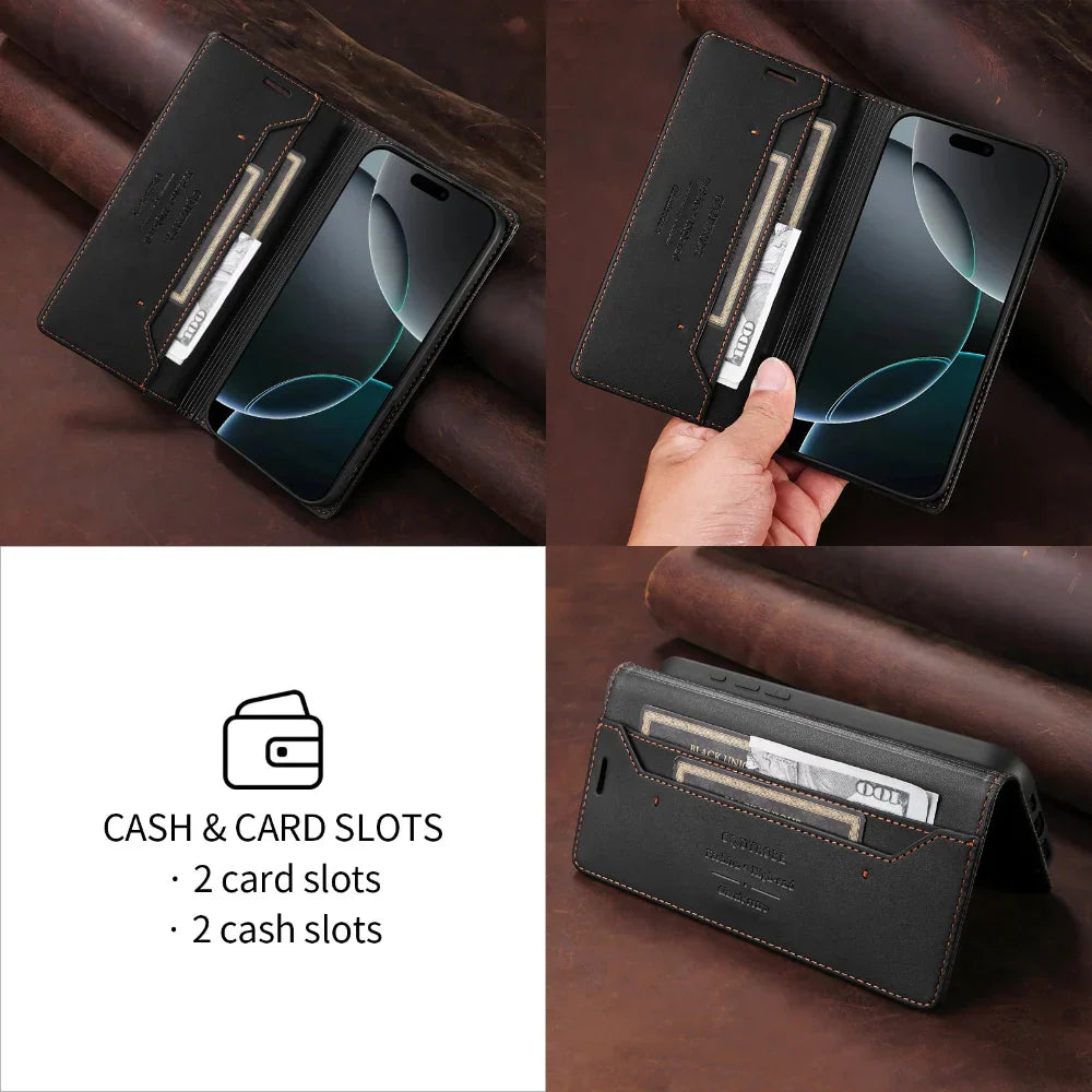 Magnetic Flip Wallet Case for iPhone 12 to 17 series