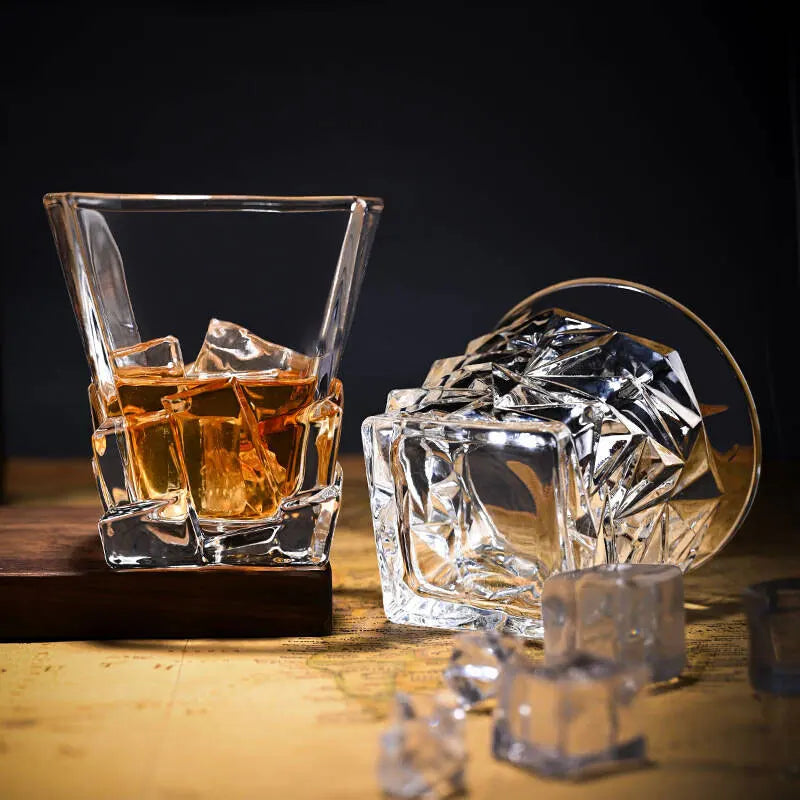 Dlight Decor 310ml Square Glass with Ice Cube Base
