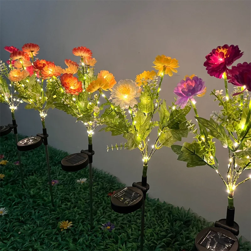 Garden Solar Lights Outdoor Snow Lotus LED Lawn Lights Valentine's Day Patio Yard Decorative Flower Party Wedding Ground Lights