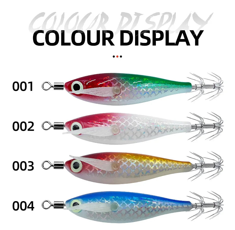 9pcs/page Glow Squid Jig Hook Saltwater Fishing Bait Artificial Egg Wood Shrimp Lures Sea Fishing Octopus Cuttlefish Squid Lure