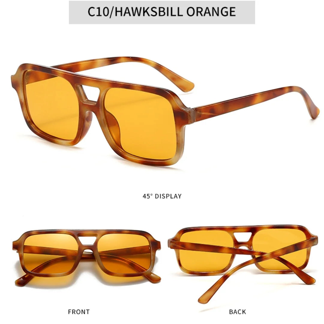 Men Driving Sunglasses Trendy Square Sunglasses Large Frame Yellow Lens Night Vision Glasses Women Retro Sun Glasses Anti Uv400