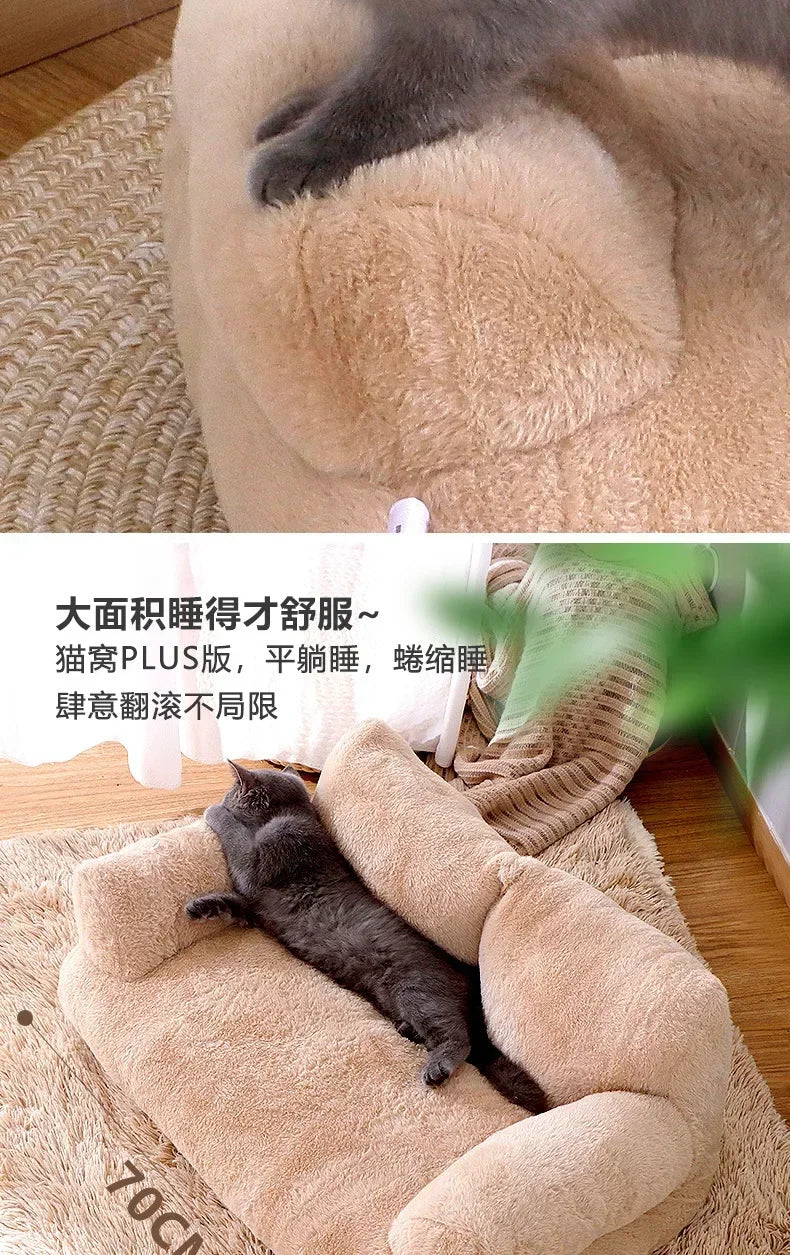 Cat Bed House Plush Dog Sofa Beds Washable Warm Pet Dog Nest Cat Beds Sofa Comfortable CatS Cushion Dog Sleep Winter Furniture