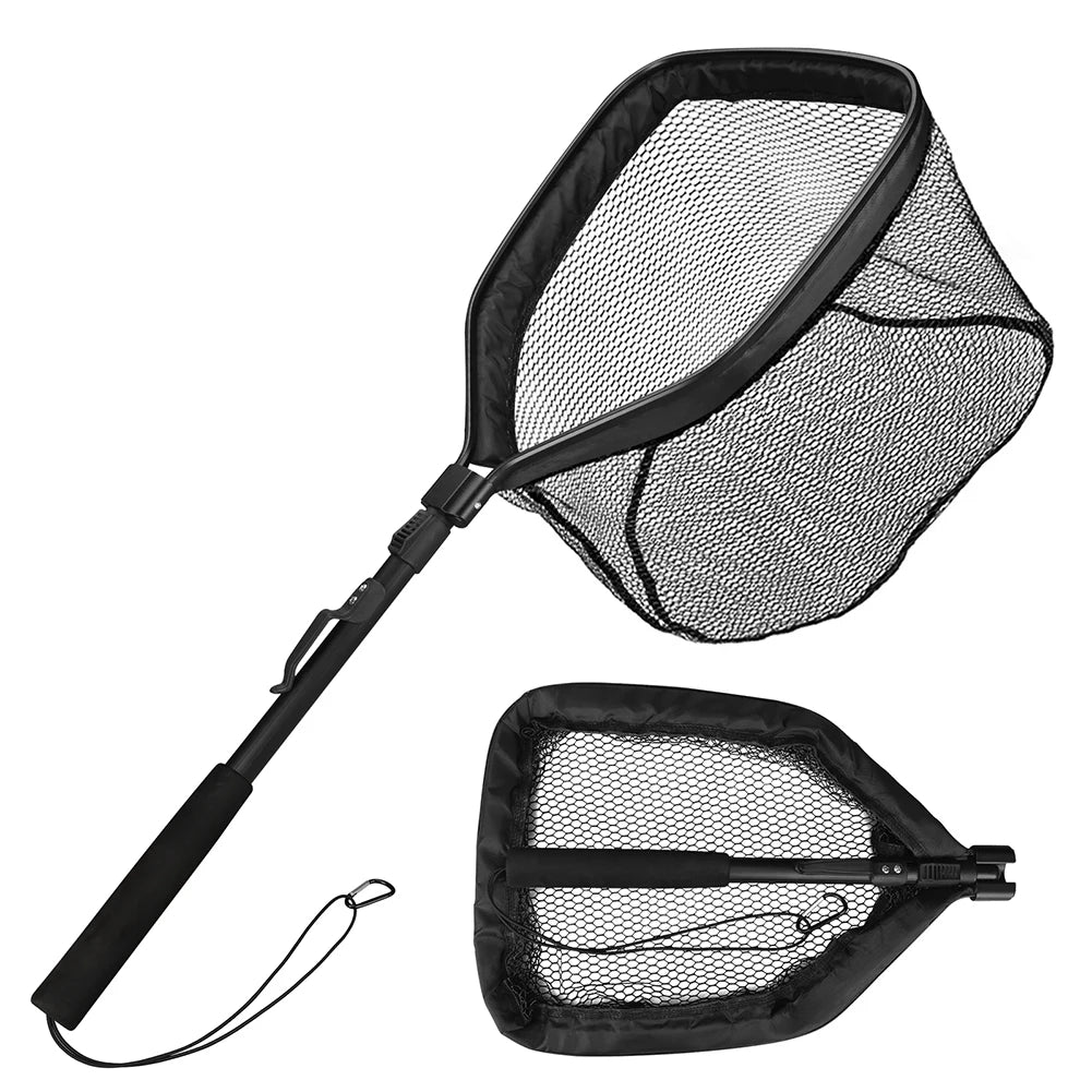 Fishing Net Fish Floating Landing Nets with Foldable Telescopic Pole Handle&Nylon Mesh for Saltwater Freshwater Catch&Release