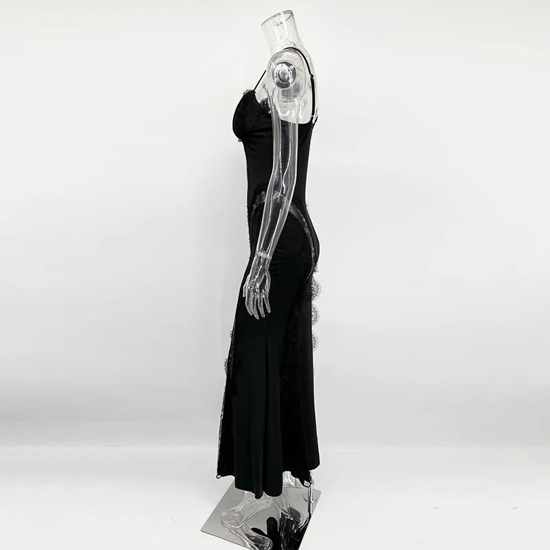 Black Lace Dress Women Sexy Sleeveless Bodycon Long Dress Elegant Ladies Hollow Out Sexy Party Dresses 2026 Vestidos