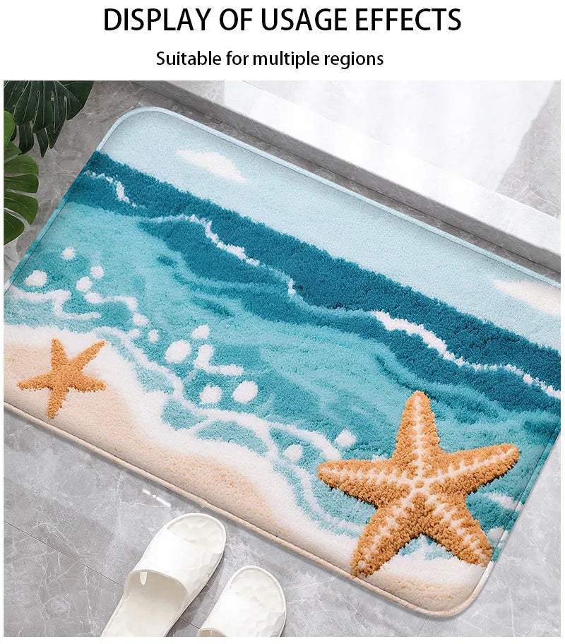 Blue sailboat shower room, small carpet, toilet, absorbent floor mat, home decoration mat, bathroom door mat, machine washable