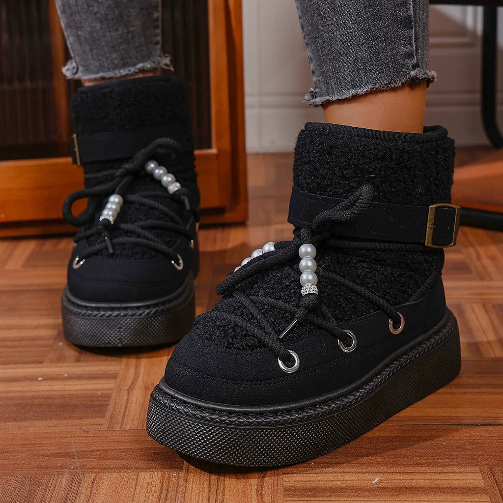 Fashionable New Elegant and Sexy Warm Work Boots Winter Round Toe Comfortable Thick Sole Anti Slip Casual Women's Snow Boots