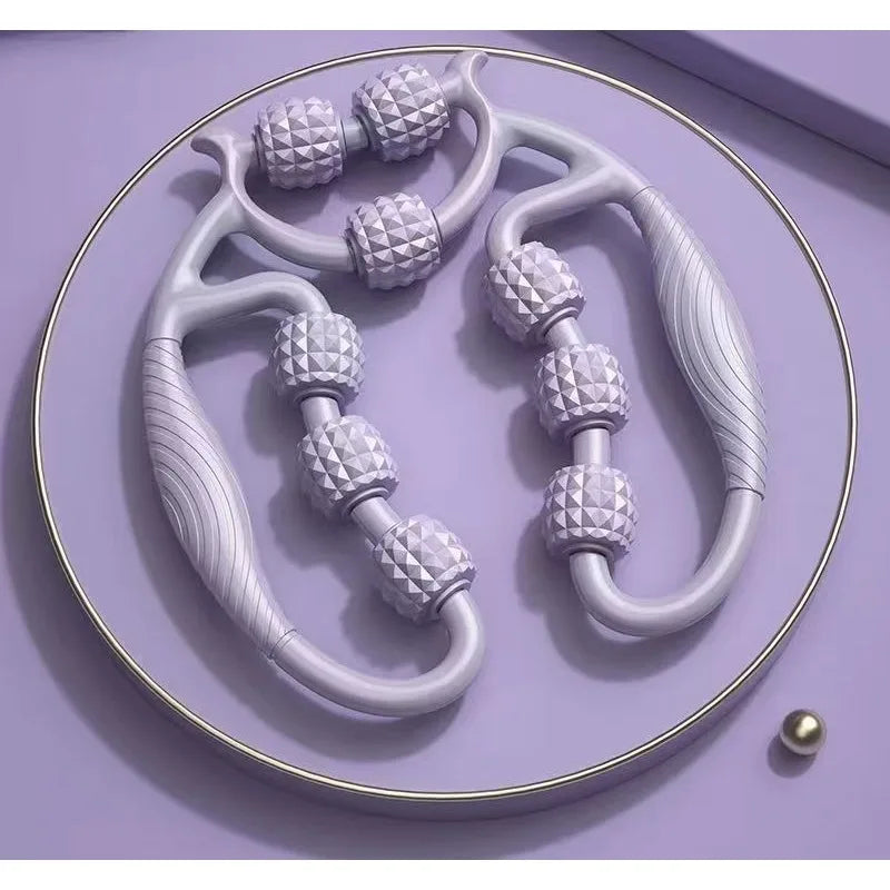 Yoga Auxiliary Sports Fitness Equipment Roller Massager Muscle Relaxation Stretch Massage Nine Wheel Ring Massage Clip