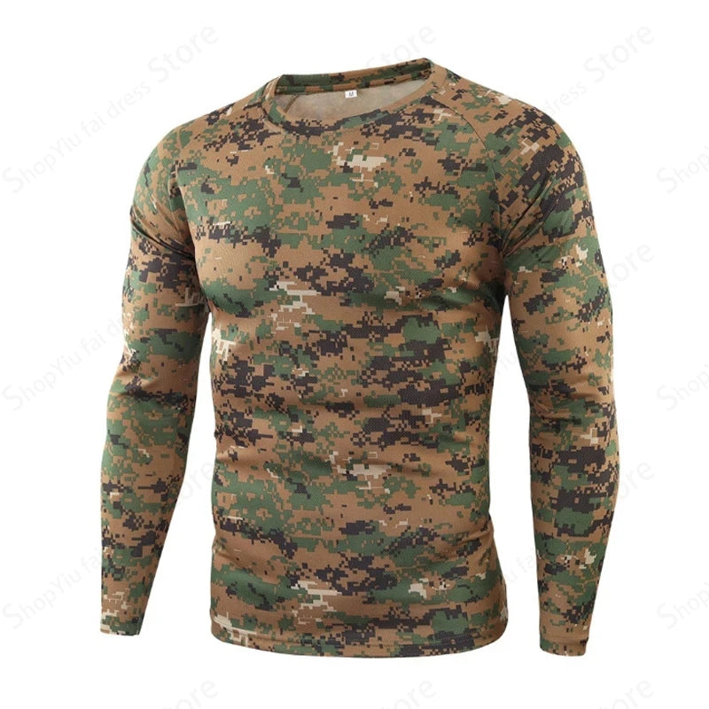Men's Long Sleeve T-shirt 3d Camouflage Print Graphic T Shirts Men Women Fashion Fitness Tops Tees Outdoor Top Camo Clothing