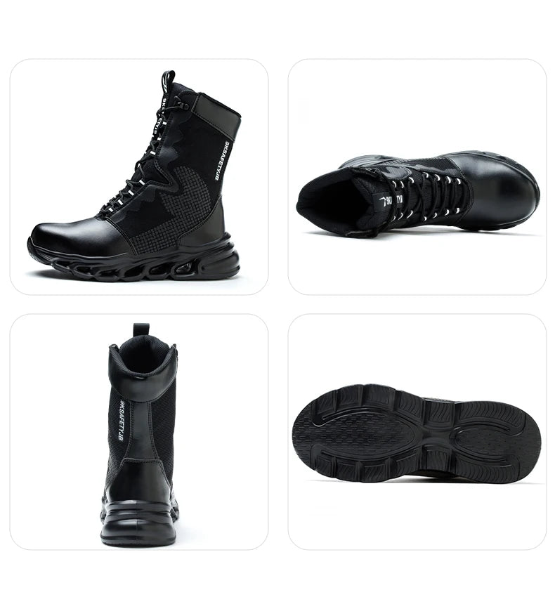 New Fashion 2024 Men Boots Safety Shoes Security Steel Toe Cap Military Boots Working Steel Toe Anti-Smashing Men's Work Boots