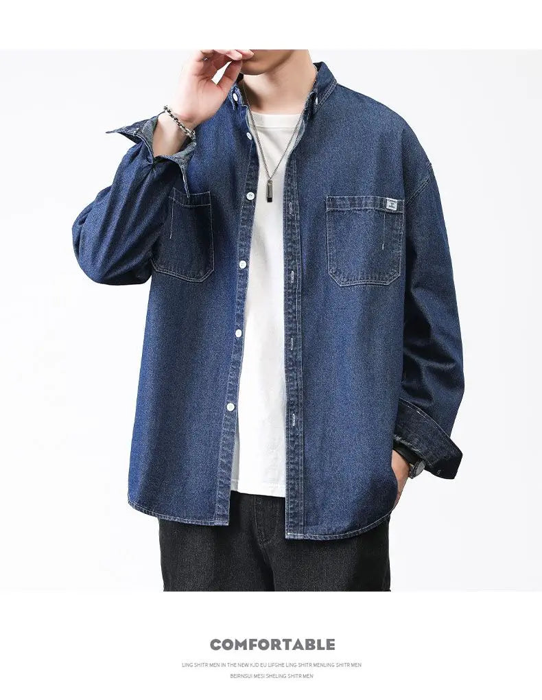 Menswear Shirt Long Sleeve Denim Shirt Casual Loose Fit New Autumn Winter Trendy Unisex Comfort Fashion