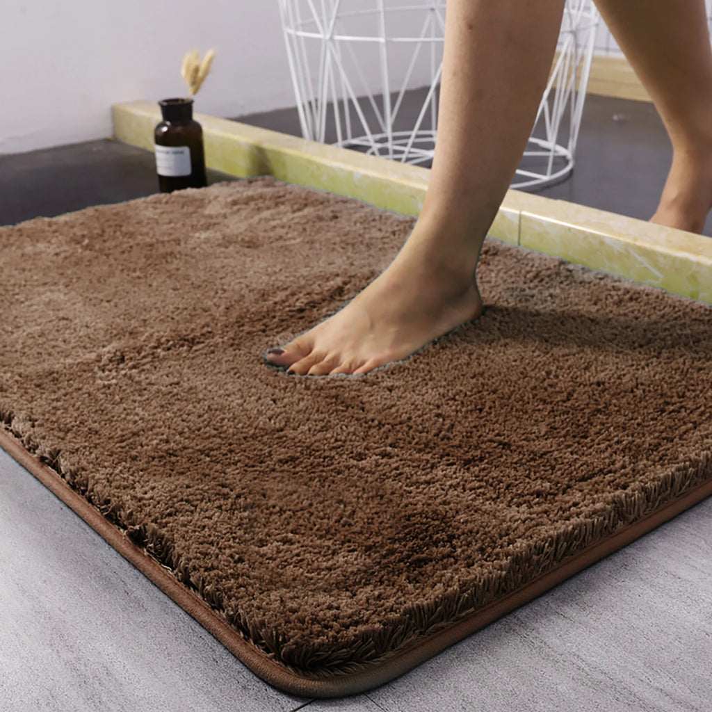 Bathroom Rug Super Absorbent Soft Microfiber Shaggy Bath Mat Non-Slip Machine Washable Bath Rug