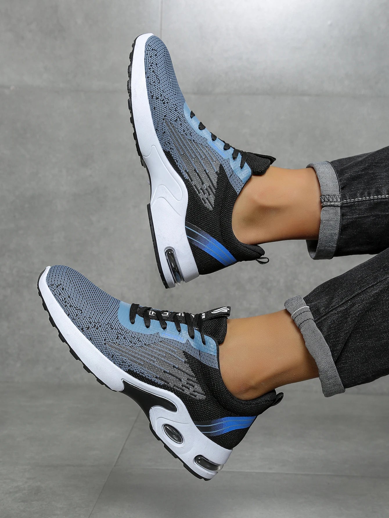 Men's shoes, men's casual shoes, breathable mesh, air-cushioned, soft-soled, color-blocked fashionable sports shoes