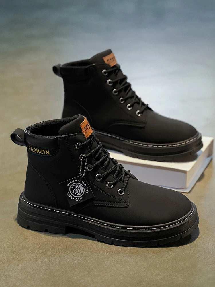 Men's Fashionable High-Top Yellow Boots Casual Shoes Outdoor Off-Road Hiking Boots Trendy Comfortable Footwear