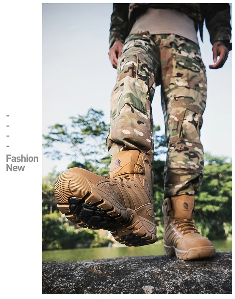 Fashion Men's Boots Comfortable High-top Boots Outdoor Non-slip Hiking Boots Lightweight Men Desert Boots Motorcycle Boots