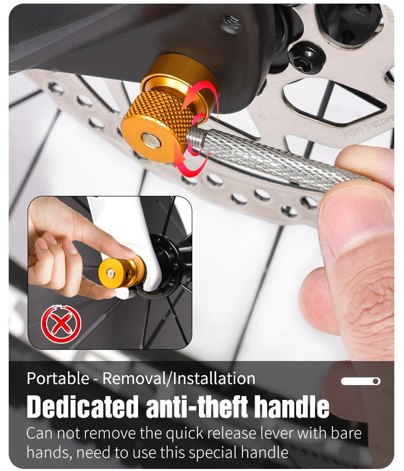 LEBYCLE MTB Road Bicycle Anti-Theft Hub Axle Shaft Bike Skewer Lever Quick Release Bike Wheel Locking Security Anti Theft Skewer