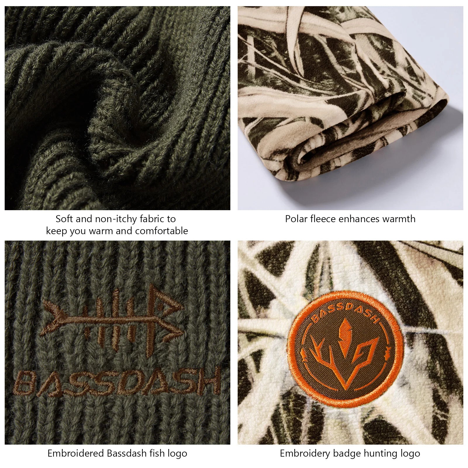 BASSDASH Reversible Windproof Fleece Winter Beanie Hats Thick Warm for Men Women Stretchy Fit Unisex Cuffed Knit Hat