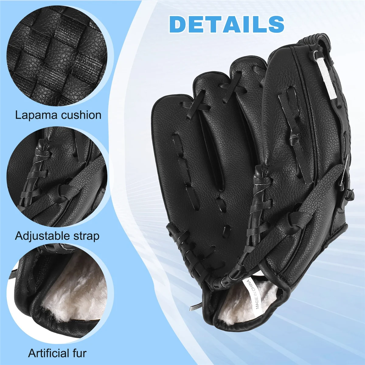 Quality! Outdoor Sports 2 Colors Baseball Glove Softball Practice Equipment Right Hand for Adult Man Woman Train,Black 10.5 Inch
