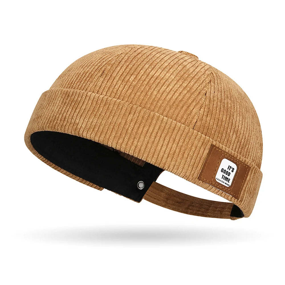 Beanie Hat Hip Hop Hats Bonnet Homme Winter Hat For Women Brimless Skullies Cap Men's Solid Color Street Vintage Portable Hats