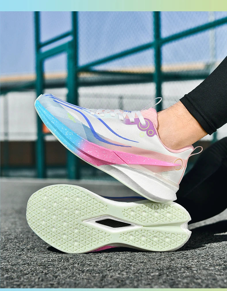 Sports Men Running Shoes Carbon Board Speciality Marathon Breathable Lightweight Women's Comfortable Athletic Nonskid Sneakers