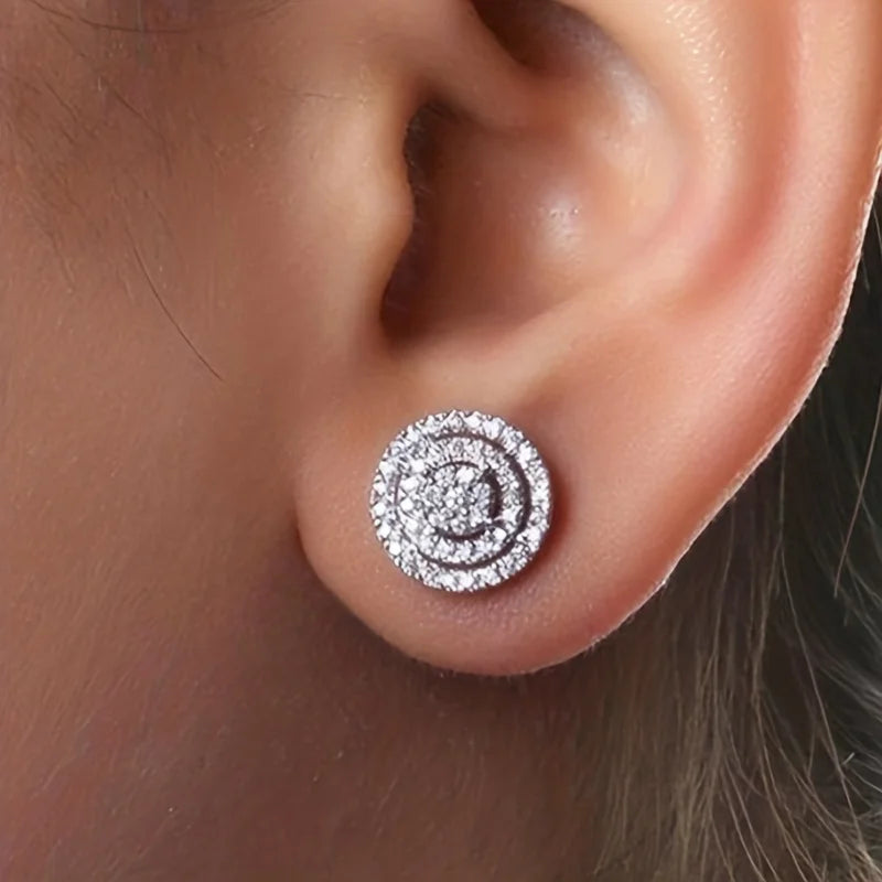 A pair of circular earrings, fashionable and personalized, suitable for attending banquets, parties, and holiday gifts - no box