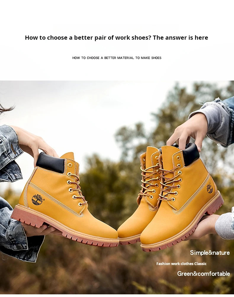 Boots Men High Top Boots Men's Leather Shoes Winter Fashion Shoes Outdoor Sneakers Lace Up Non-Slip Ankle Boots Male