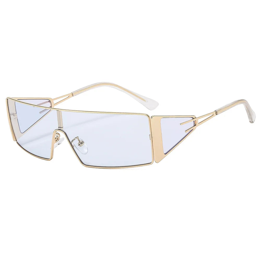 2024 Sense Of Technology Sunglasses Trendy New In One-piece Lens Goggle Ladies Outdoors Riding Sports Metal Suneyeglass 301150