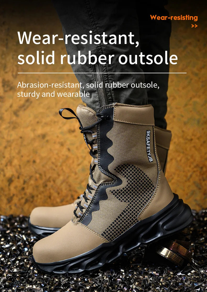 New Fashion 2024 Men Boots Safety Shoes Security Steel Toe Cap Military Boots Working Steel Toe Anti-Smashing Men's Work Boots