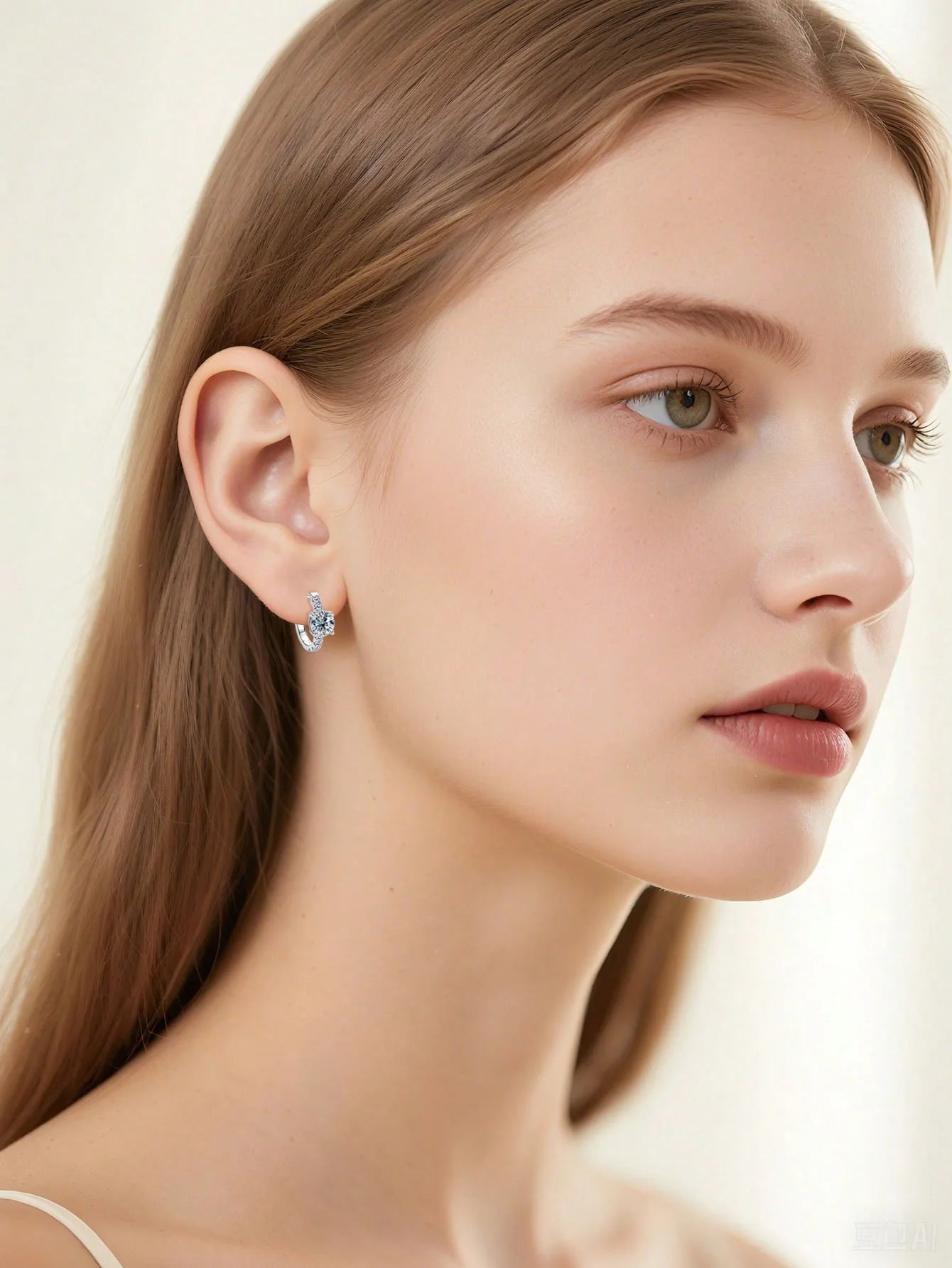 A pair of 925 sterling silver, sparkling zircon double-ring earrings – exquisite, elegant, stylish ear jewelry – hypoallergenic,