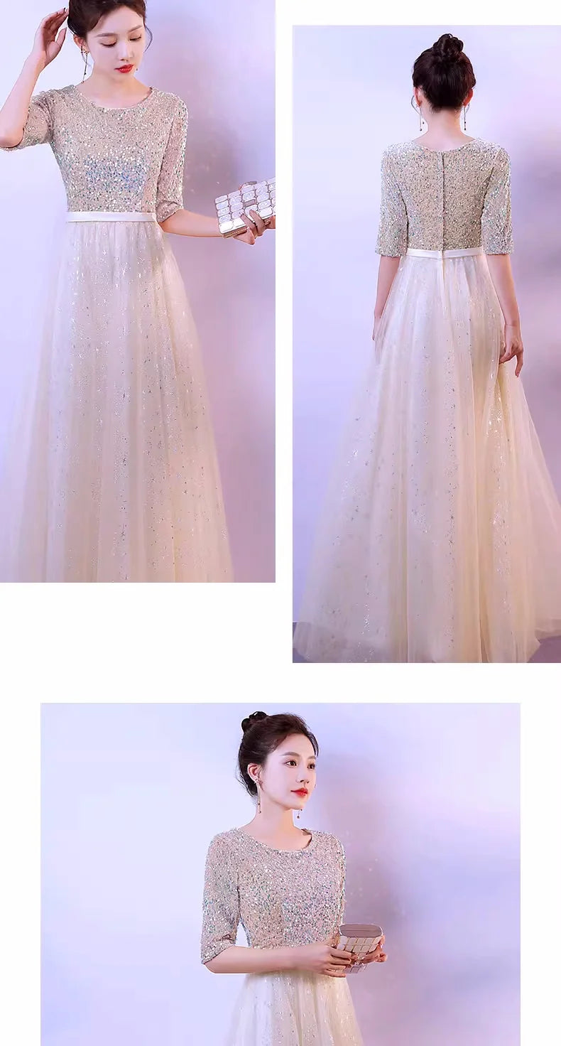 DMZ-75#Evening Bridesmaid Dresses Long Chorus Costume Host Adult Christmas Dress Sequin Wholesale Royal Blue Red  Wine Red Gary
