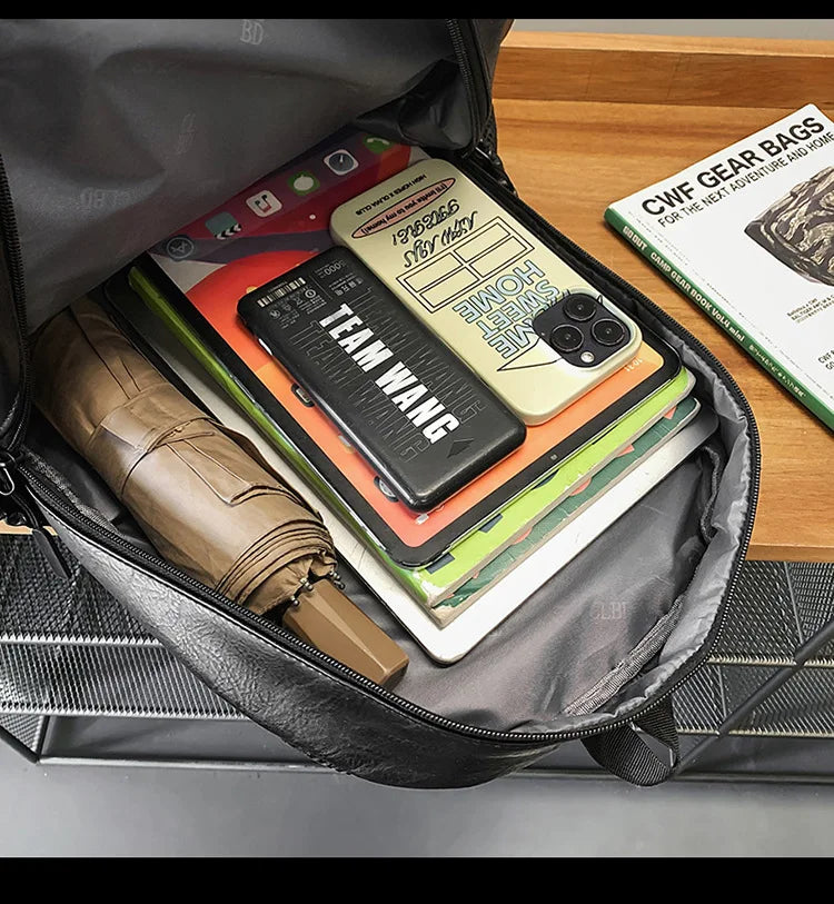 Men's Backpack Fashion Pu Leather Waterproof Man Laptop Bag Korean Backpacks Large School Bag Male Rucksack Student Pc Bagpack